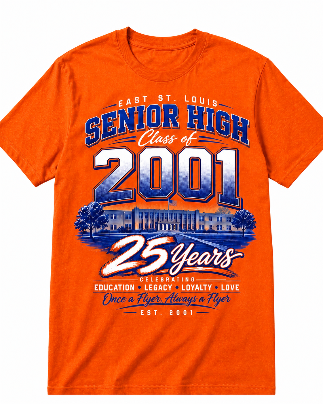 Orange East St. Louis Senior High Class of 2001 25th Reunion T-Shirt