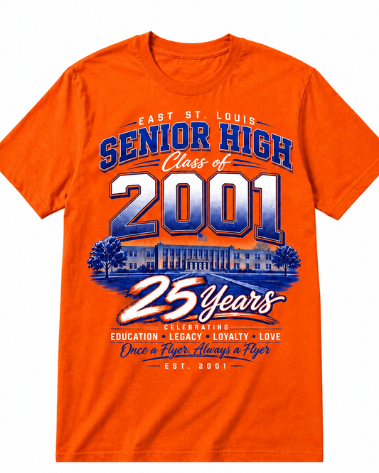 Orange East St. Louis Senior High Class of 2001 25th Reunion T-Shirt